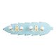 Turquoise Cream Double Loop Ceramic Iron Wooden Hooks
